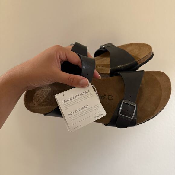 NWT Birkenstock Papillio Black Dorothy Wedge Sandals sz 40 US 9 - Picture 8 of 10